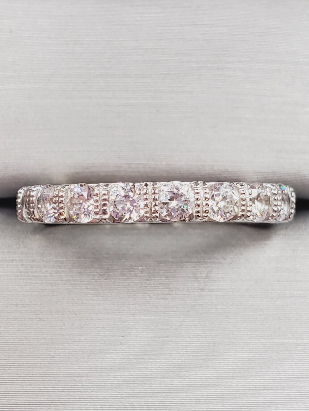 925 Sterling Silver Clear CZ Pave Eternity Band Ring